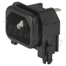 Złącze zasilające AC IEC 60320 C14, system V-Lock, klasa ochronności I; montaż: do panela 1,5mm, śrubowe; wyprowadzenia do PCB; kolor czarny; IP40; 10A, 250VAC