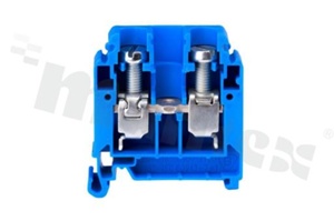 Złączka szynowa ; 1-poziomowa; 2-zaciskowa na przewód 0,5-16,0mm2; zacisk śrubowy; niebieska; na szyne DIN; 690V/76A