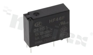 Electromagnetic relay; contact rating current 5A; coil voltage 24VDC; make contact (1A); 5A/30VDC; 5A/250VAC