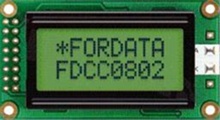 Display LCM; LCD character; 8x2 chars; STN positive yellow-green Y/G ; no backlight; view 06:00; additional font Cyrilica