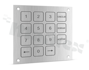 Klawiatura piezoelektryczna; 3x4 + 3 pozycji; wykonanie metalowe; rozwiązanie z możliwością pełnej personalizacji produktu.