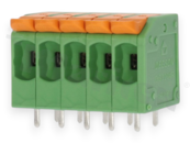 PCB terminal block; pitch 5.00mm; 5-ways; range wire 4.0mm2 (AWG 24-12); spring-loaded; green; UL 300V/20A