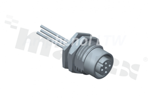 Receptacle M12; A-code; 4 pins; female; straight; 4A; front side nut; with wire 30cm; IP68