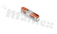 Pass-through installation connector with lever; 2-track; for all types of wires; max. 4mm2; transparent; UL: 20A/440V
