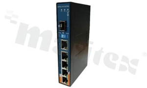 Industrial 6-port slim type unmanaged Gigabit PoE Ethernet switch; 4x10/100/1000Base-T(X) PoE; 1x10/100/1000Base-T(X); 1xSFP