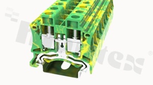 Złącze na szynę DIN;1 poziomowe; na przewód 0,5-10m2;AWG 20-6;zacisk śrubowy; zielona-żółta;1000V 57A;