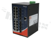 Switch przemysłowy Gigabit Profinet; zarządzalny; 16 portów 10/100/1000Base-T(X) RJ45 i 8 portów 100/1000Base-X SFP; temp. pracy: -40+70 st.C; zasilanie redundantne 12...48VDC; montaż na szynie DIN