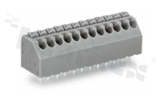 PCB terminal block; in 3.50mm raster; 2-track; oblique entry; for 0.20-1.50mm2 (24-16 AWG) wire; with spring contact; grey; UL: 300V/5A