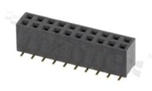 Listwa stykowa do PCB; w rastrze 2.54mm; 2x10 styków; montaż: SMD; żeńska; prosta; dwurzędowe 