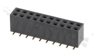 Listwa stykowa do PCB; w rastrze 2.54mm; 2x10 styków; montaż: SMD; żeńska; prosta; dwurzędowe