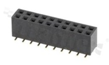 Pin Header; pitch 2.54mm; 2x10 pins; assembly: SMD; female; straight; double row