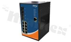 Managed Gigabit Ethernet switch with 8x10/100/1000Base-T(X) and 4x100/1000Base-X SFP; operating temperature -40+70 deg.C; redundant power supply 12-48 VDC; DIN rail mountable