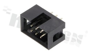 Full shrouded header for PCB; pitch 2.54mm; 6-contacts; THT; male; top entry