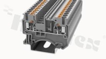 Złączka instalacyjna; 1-poziomowa; przelotowa; 2-zaciskowa na przewód 0.2-4.0mm2 (26-12AWG); ze stykiem sprężynowym; żółta; na szynę DIN; 800V/24A