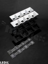 Cover for DAISY lens and Mid Power LEDs; qty of LED: 4; dimensions: 182x40mm; height: 20.2mm; material: PC; fastenings: pin, screws; clips; color: black gloss