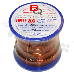 Insulated winding wire; with one layer of enamel insulation; diameter 1.60mm; SWG 16; -65+200 deg.C; 13.5m; 250g.