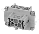 Wkład Heavy-Mate; żeński; seria E; 6-stykowy(6+PE); rozmiar: E6; 22A; 500V; kabel 0.5-4mm2; styki srebrzone; skręcane; z ochroną kabla