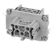 Wkład Heavy-Mate; żeński; seria E; 6-stykowy(6+PE); rozmiar: E6; 22A; 500V; kabel 0.5-4mm2; styki srebrzone; skręcane; z ochroną kabla