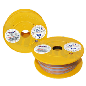 Przewód pojedynczy LGY/H05V-K; z wielodrutową miedzianą żyłą; szary/pomarańczowy; przekrój 0.50mm2; AWG 20; 500V; -40+105 st.C; 100m.