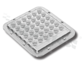 Lens for LED high power; angle: 60 FWHM degrees ; Number of LEDs: 36; Dimensions: 110x120mm; Height: 9.51mm; material: PC; Fastening: screw