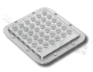 Lens for LED high power; angle: 60 FWHM degrees ; Number of LEDs: 36; Dimensions: 110x120mm; Height: 9.51mm; material: PC; Fastening: screw