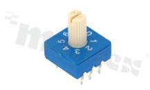 Przełącznik kodujący 8 pozycji › BCD, 10.0x10.0mm; poziomy, z pokrętłem; montaż THT