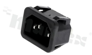 Złącze zasilające AC; męskie; proste; na panel-zatrzaskowe; konektory 4.8x0.8mm; 10A/250VAC