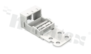 Adapter; do złączek 3-torowych 4mm2; ze stopką zatrzaskową; biały