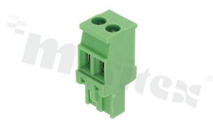 Pluggable terminal block; 5.00mm pitch; 2-ways; female; for wire 2.50mm2(28-12AWG); wire insertion direction 90° to plug-in direction; p.bronze contacts; brass cage; UL 300V/16A