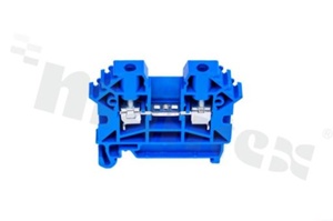 Installation terminal block; 1-level; 2-contacts; for wire 0,5-4,0mm2; screw terminal; blue; Din rail; 1000V/32A