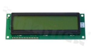 Display LCM; LCD character; 16x2 chars;STN yellow-green Y/G with LED backlight yellow-green Y/G; viewing angle 6:00;