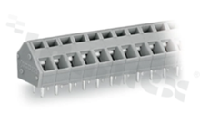 PCB terminal block; in 5.0/5.08mm raster; 7-track; oblique entry; for 0.08-2.50mm2 (28-12 AWG) wire; with spring contact; grey; UL: 300V/15A