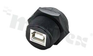 Socket USB; type B; 2.0; screw; front side nut; IP68