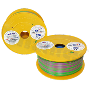 Przewód pojedynczy LGY/H05V-K; z wielodrutową miedzianą żyłą; zielony/fioletowy; przekrój 0.35mm2; AWG 22; 500V; -40+105 st.C; 200m.