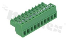 Listwa zaciskowa rozłączalna; w rastrze 3.81mm; 10-torowa; żeńska; na przewód 1.5mm2 (28-16AWG); kierunek wtykania równoległy do osi przewodu; styki z fosforobrązu; mosiężna klatka przewodu; UL 300V/8A