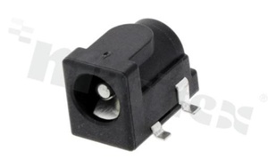 Gniazdo zasilające do PCB; męskie; kątowe; średnica kołka 2.5mm; średnica otworu 6.3mm; montaż: SMD