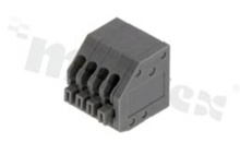 PCB terminal block; pitch 2.5mm; 4-ways; oblique entry; range wire 0.5mm2 (AWG 24-20); spring-loaded; grey; UL 300V/2A TUV 250V/6A