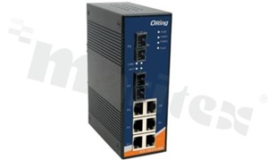 Unmanaged Ethernet switch with 6x10/100Base-T(X); 2 x 100Base-FX; SC; single-mode; 30km/1310nm; supply 12...48VDC; DIN rail mountable; operating temperature -40+70 deg.C