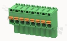 Pluggable terminal block; 5.00mm pitch; 8-ways; female; for wire 2.50mm2 (26-12AWG); R/A; p.bronze contacts; spring clamp; brass cage; UL 300/10A TUV 320/20A