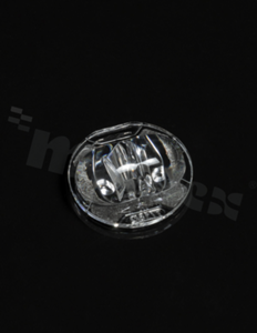 Lens for LED high power; beam angle FWHM: asymmetric; number of LED's 1; size: dimensions 22mm; height 7.8mm; material: PC; fastening: glue, pin