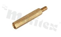 Screwed brass spacer sleeve; Int. thread: M3; Ext. thread: M3; 22mm