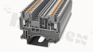 Złączka instalacyjna; 1-poziomowa; przelotowa; 2-zaciskowa na przewód 0.2-4.0mm2 (26-12AWG); ze stykiem sprężynowym; niebieska; na szynę DIN; 800V/24A