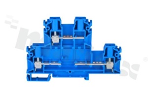 Złączka szynowa;2-poziomowa;3 zaciskowa na przewód 0,5-4mm2; zacisk śrubowy; niebieska; na szyne DIN; 1000V/32A