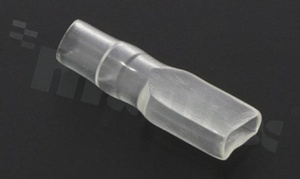 Insulation sleeve for flat connector 4.8mm; for wire OD=3.5mm;; L=22mm; W=5.8mm;; transparent