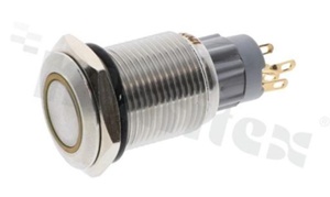 Push button switch; monostable; 16mm; solder terminals; stainless steel; ring yellow illumination; IP67
