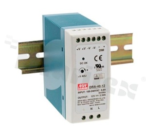 Zasilacz impulsowy; DIN; 40.08W; 12V; 3.34A; 90-264VAC; 127-370VDC
