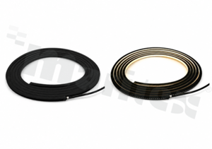 Taśma LED; typ black Neon; horizontal bending; biała ciepła; 3000K; CRI min. 90; 24V; szerokość: 10 mm; wysokość: 10 mm; 120 LED/m; 10 W/m; IP67; cięcie free cut; axial entry; rolka 5 m