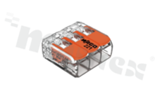 COMPACT installation connector; 3-track; for all types of cables; max. 6mm2; with levers; transparent