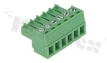 Listwa zaciskowa rozłączalna; w rastrze 3.81mm; 6-torowa; żeńska; na przewód 1.5mm2 (28-16AWG); kierunek wtykania równoległy do osi przewodu; styki z fosforobrązu; mosiężna klatka przewodu; UL 300V/8A