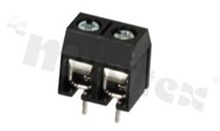 Listwa zaciskowa do PCB; w rastrze 5.00mm; 2-torowa; pionowa; na przewód 1.5mm2 (AWG 22-14); ze śrubami na wkrętak krzyżakowy; klatka mosiężna; czarna; UL 300V/10A, TUV 250V/15A